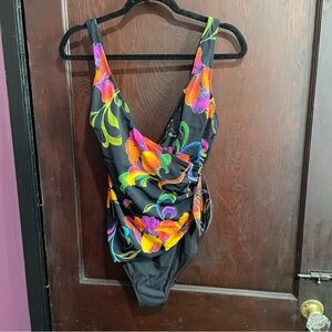 Longitude 16 Swimsuit Floral Black One Piece